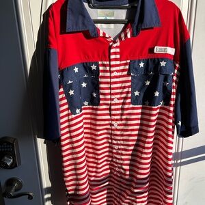 Ocean and Coast Red, White, and Blue Fishing Shirt